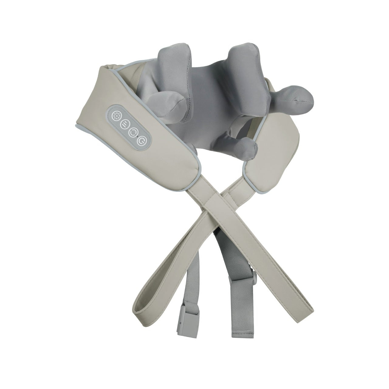 8D Gray Neck massager with straps on a white background