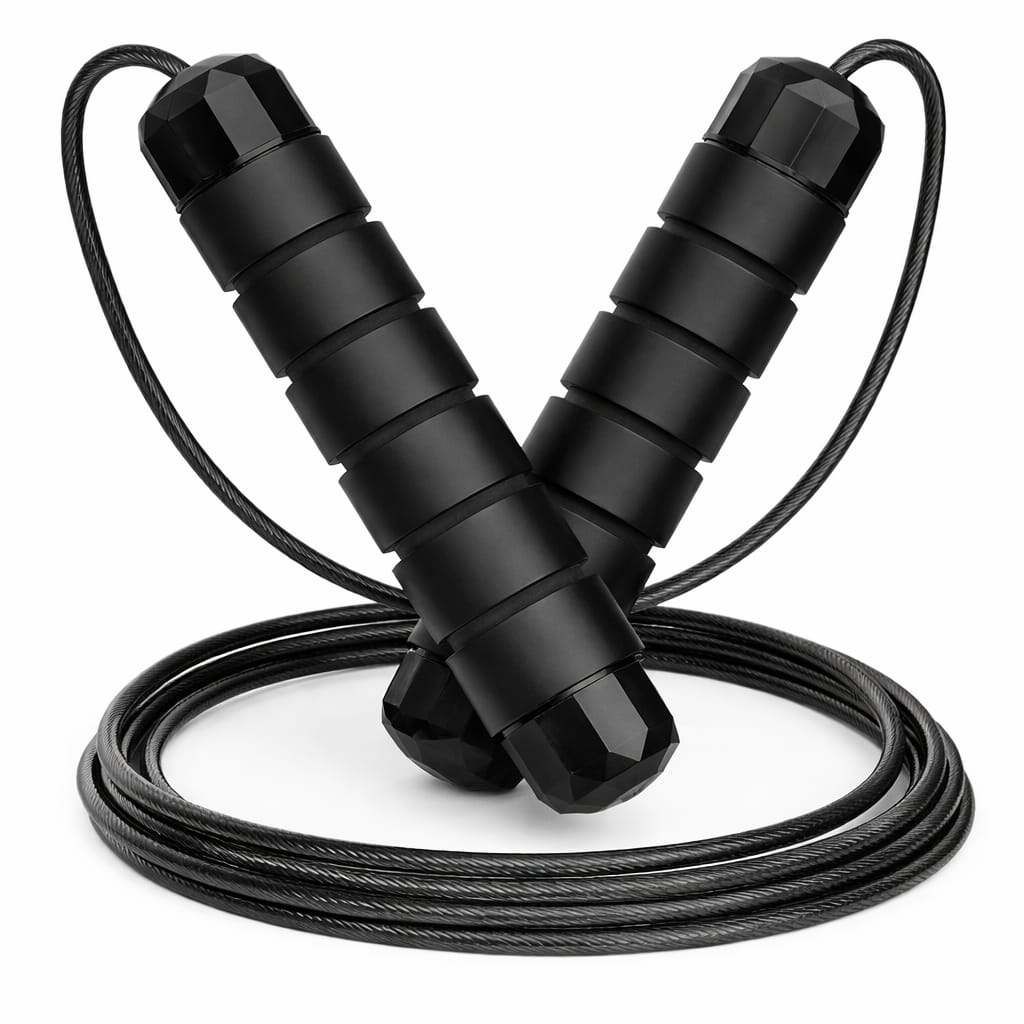 Black jump rope on a white background