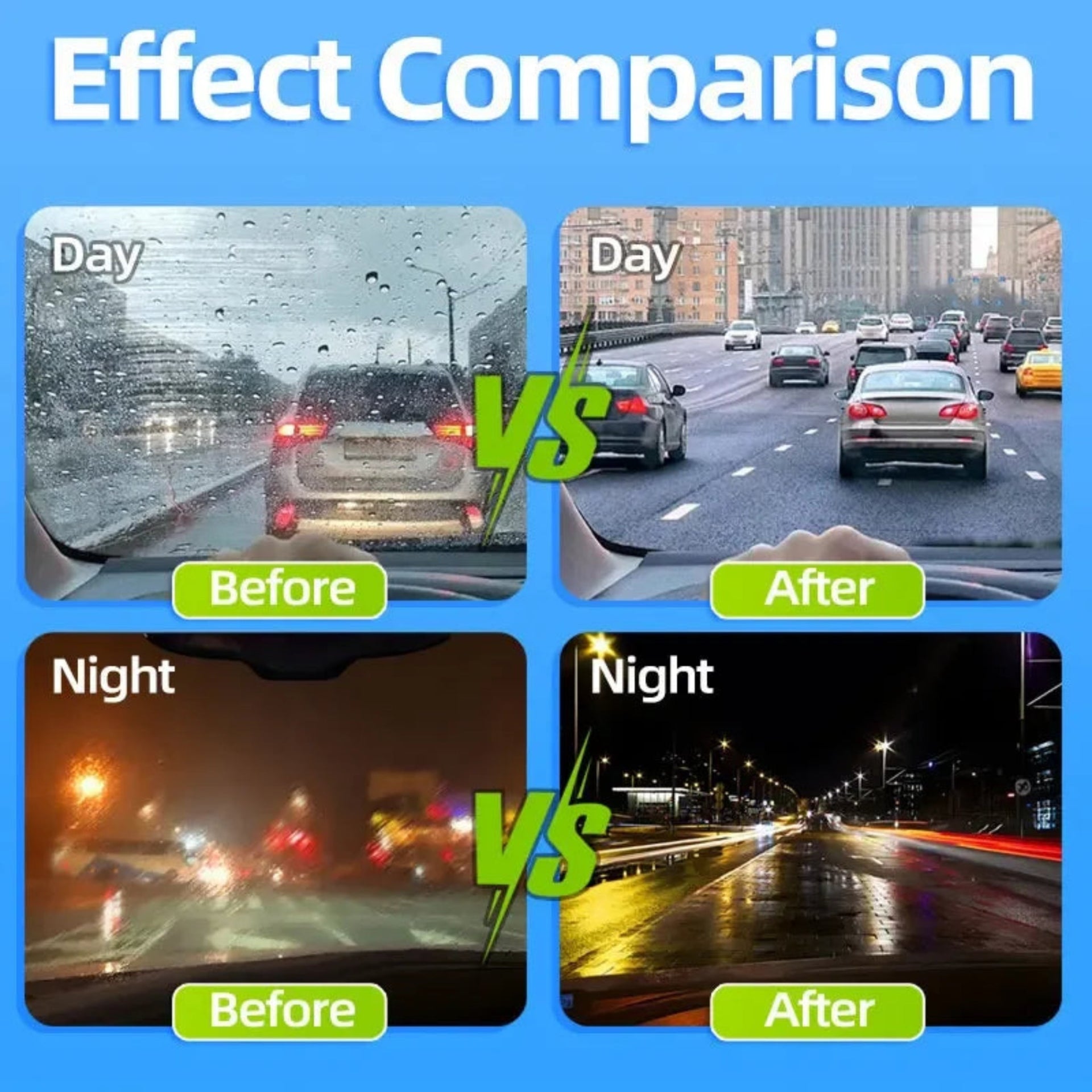 Glass Cleaner effect comparison