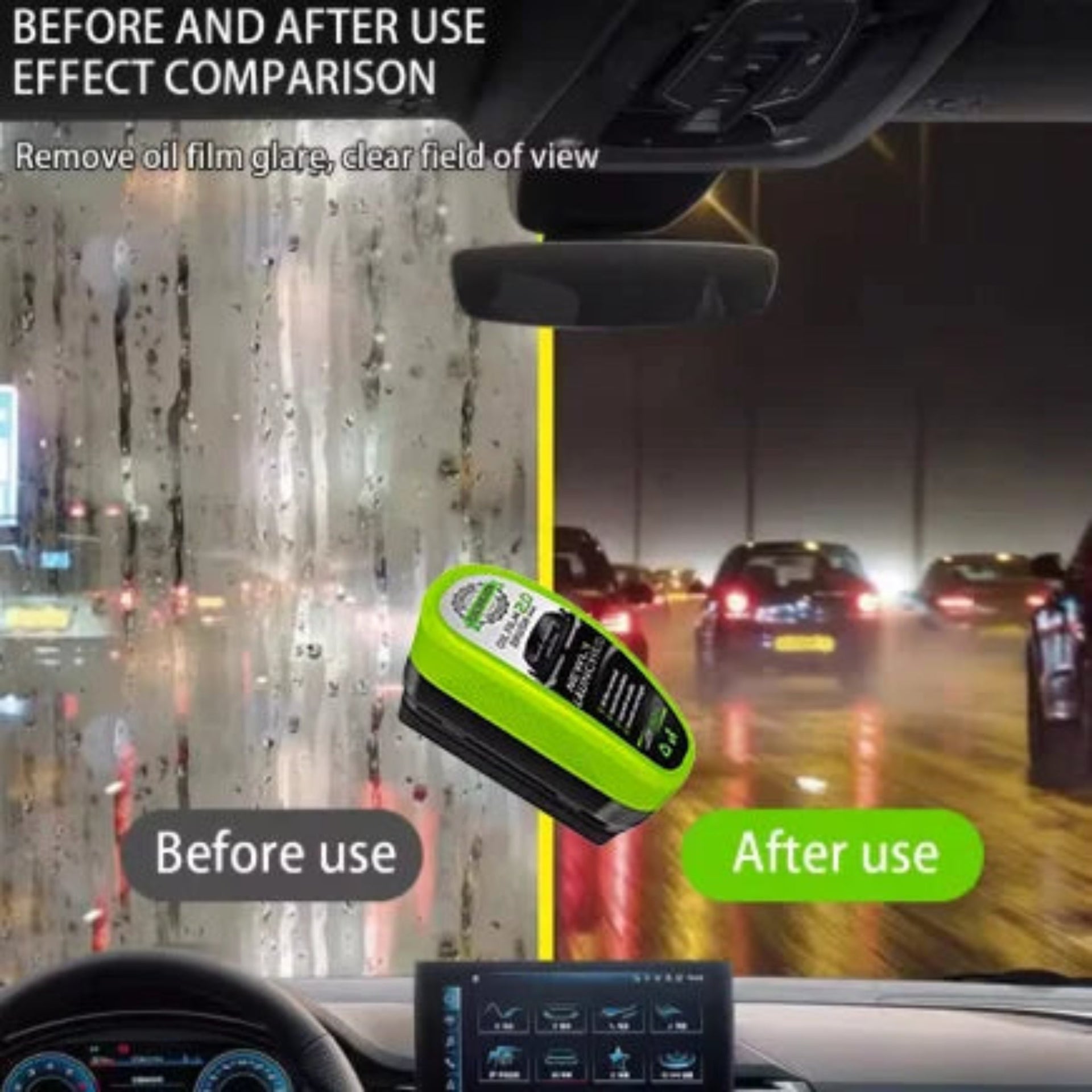 Glass cleaners before and after use