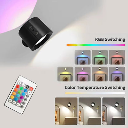 RGB Switching 12-Color 360° Rotating LED Wall Lamp