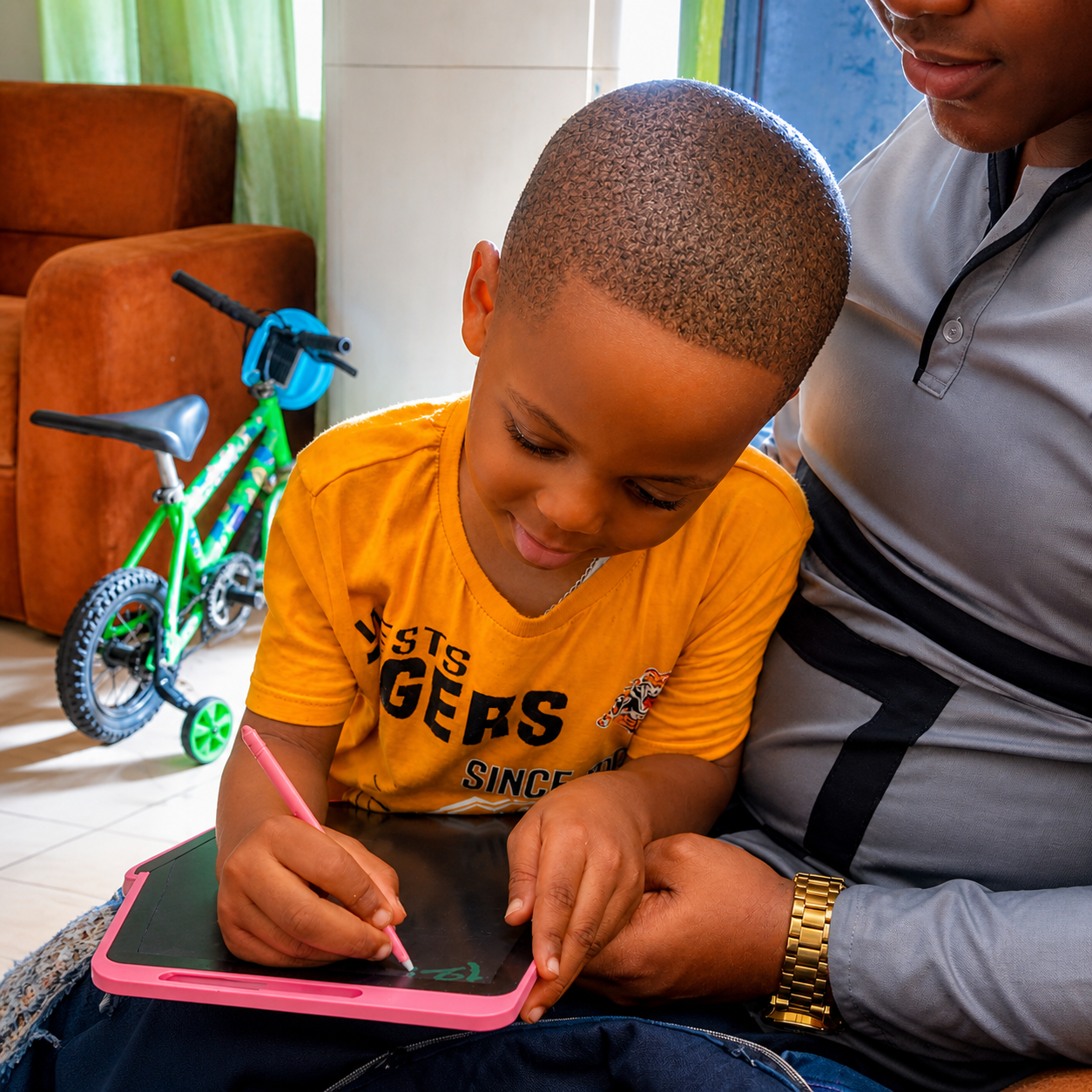Load video: Kids using talking flash cards learning tablet for early education