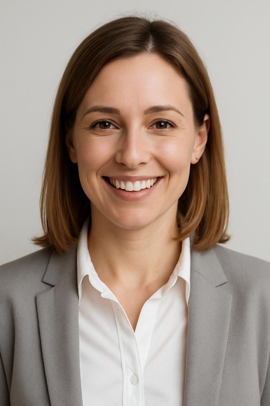 smiling professional woman giving a positive testimonia for Kruworld heated neck & shoulder massager