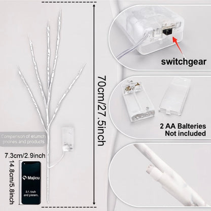 Measurement chart of a product with switchgear, batteries, and comparison to a phone.